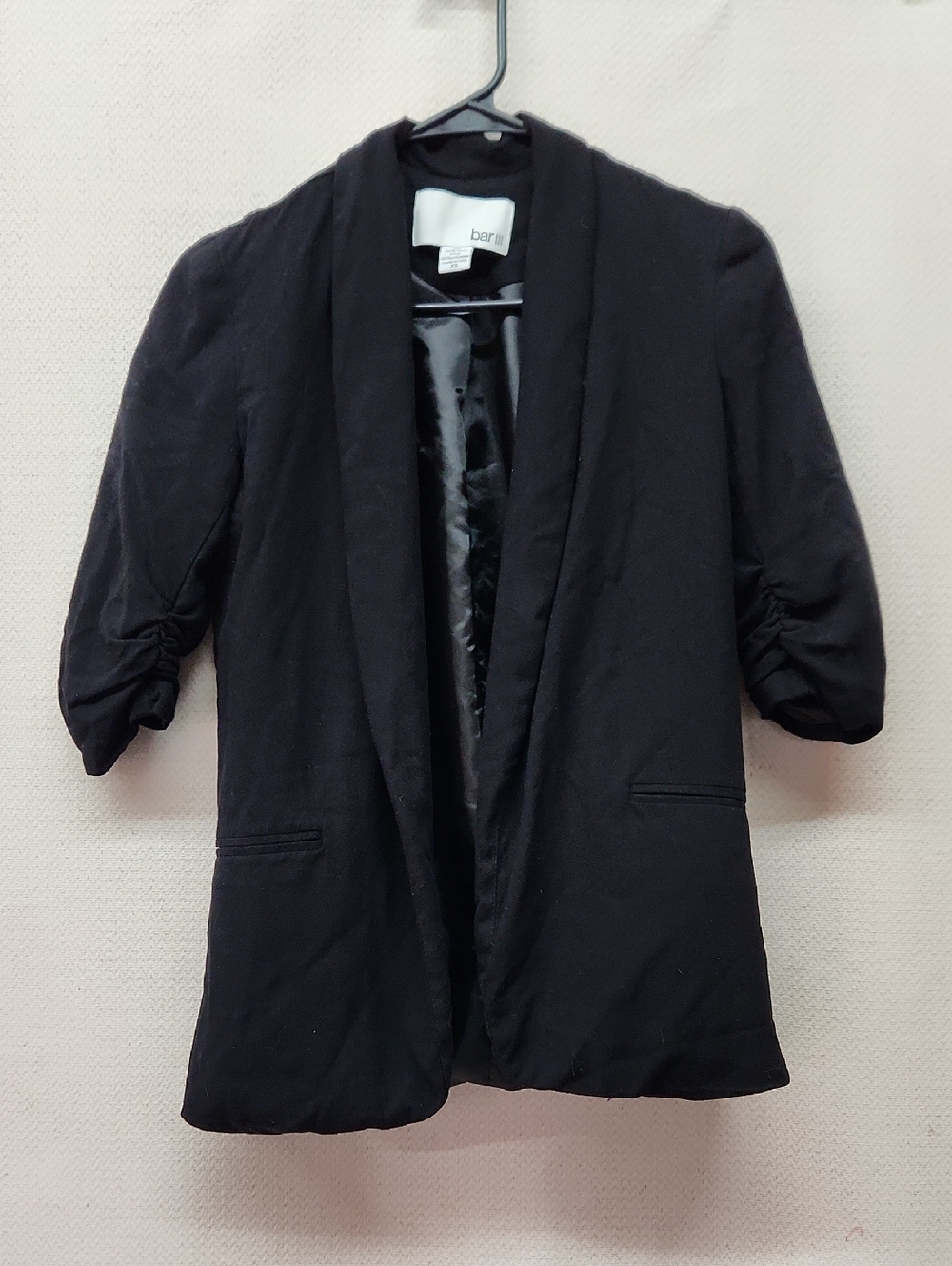 Bar III Black Short-Sleeve Shawl-Collar Blazer
